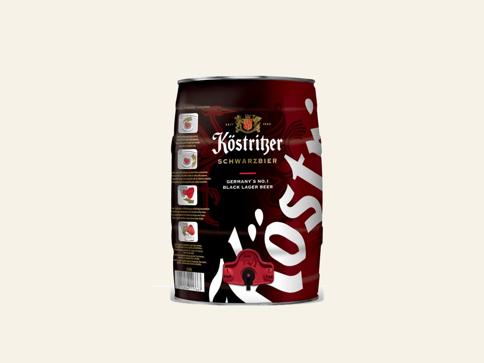 Bom 5L Köstritzer Schwarzbier màu đỏ sẫm có vòi rót gắn sẵn
