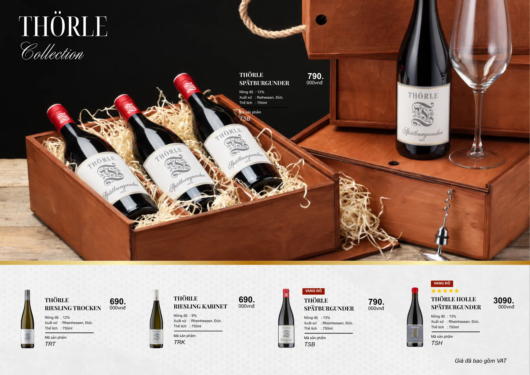 Catalog quà Tết 2027, trang 10: Vang Thörle 750ml