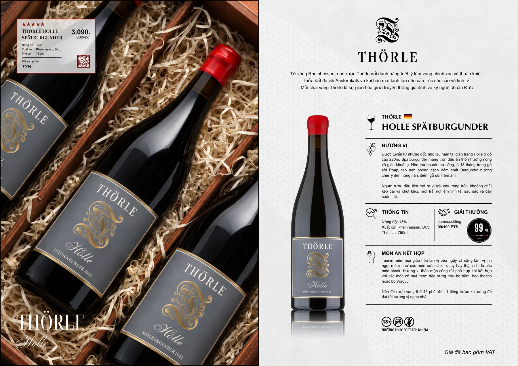 Catalog quà Tết 2027, trang 13: Vang Thörle Hölle Spätburgunder