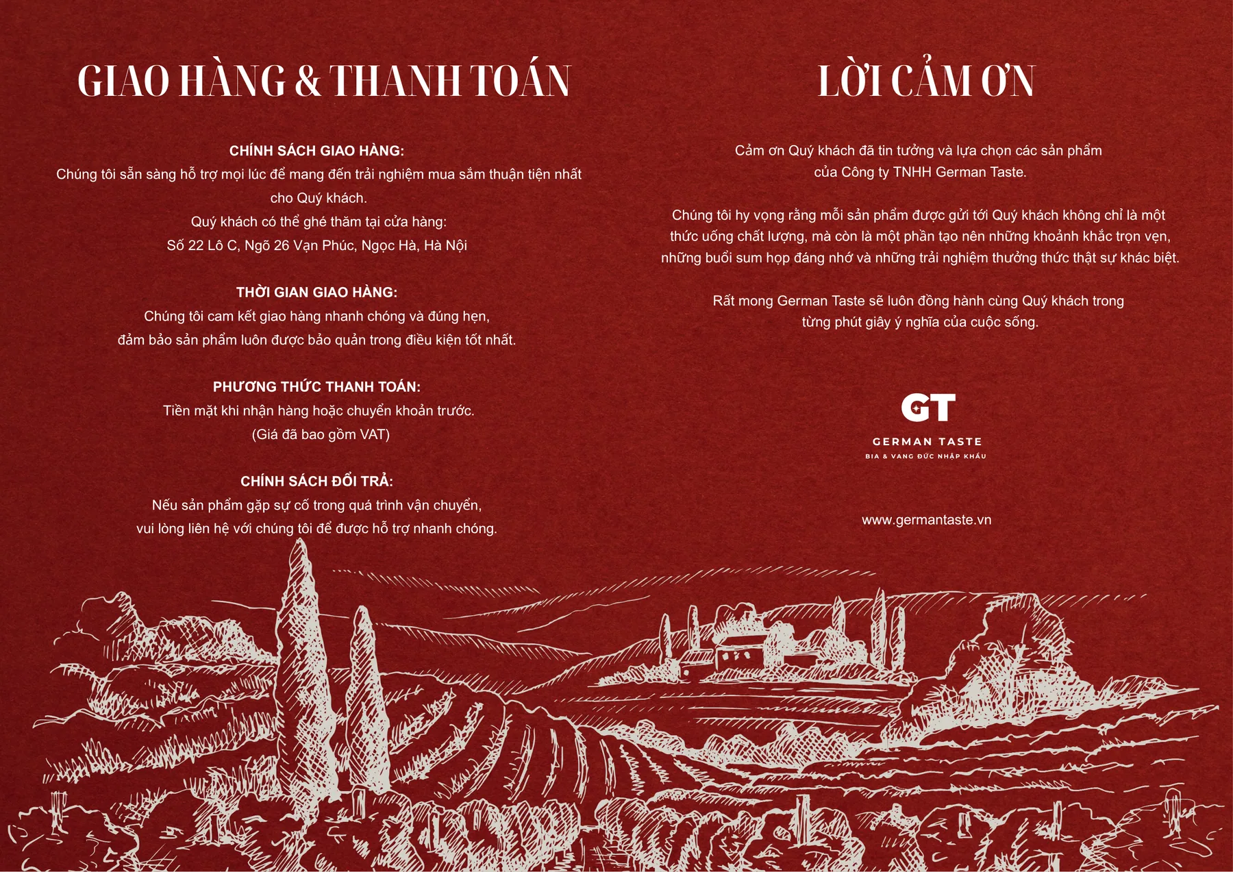 Catalog quà Tết 2027, trang 26: Giao hàng, thanh toán và lời cảm ơn